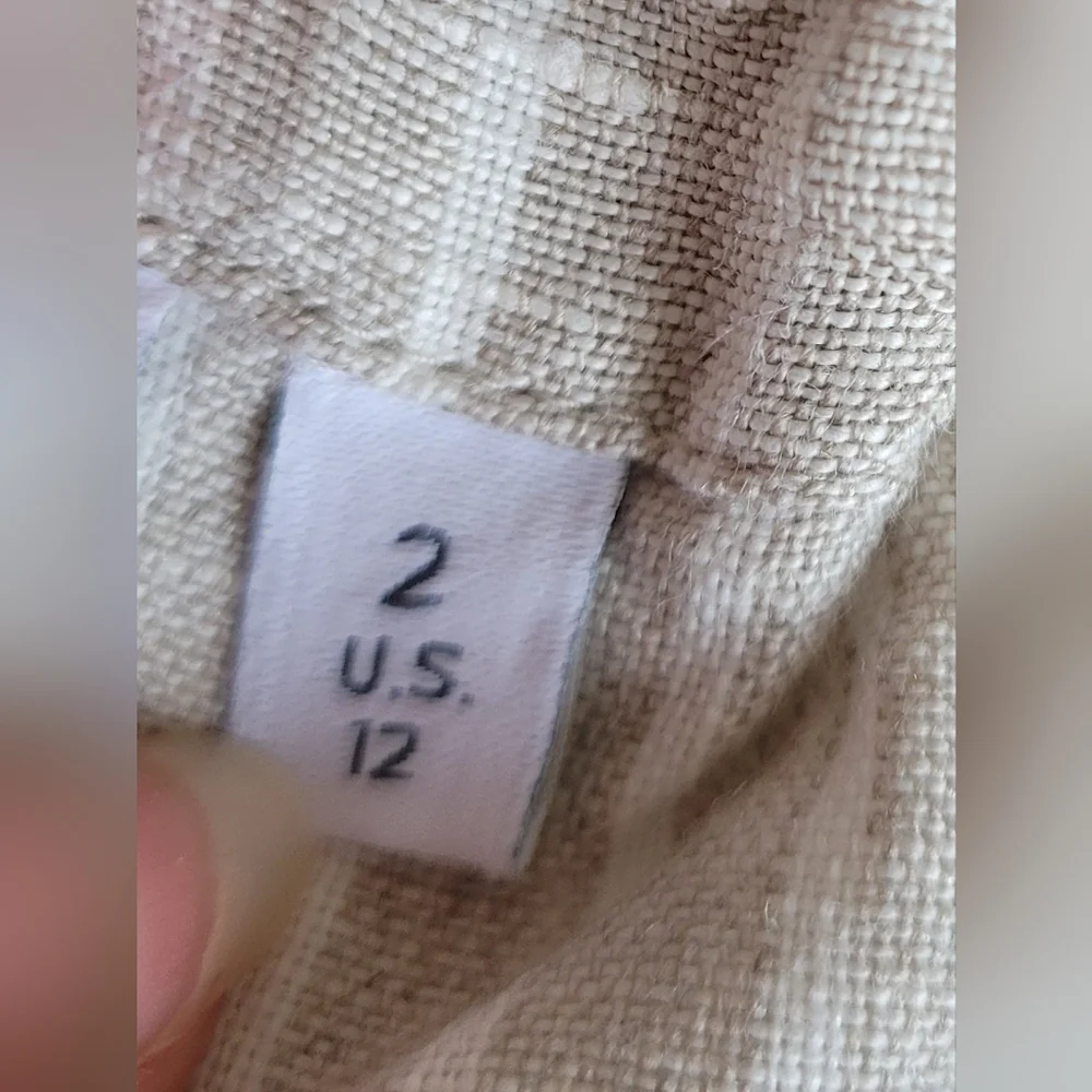 Chico's Women 100% Linen Wide-Leg Culotte Pants High Rise Oatmeal $109 12/Large - Picture 9 of 16